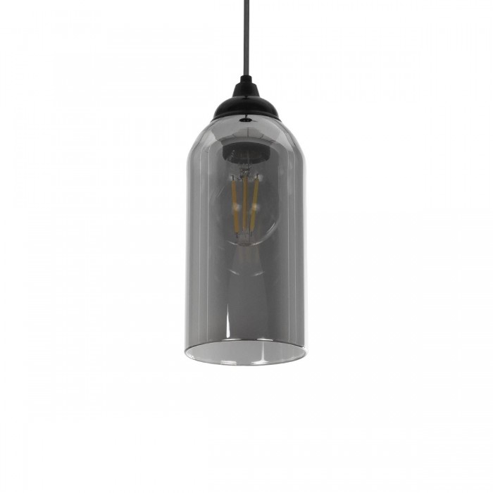 GLOBOSTAR® TUBE 206-0030 Μοντέρνο Κρεμαστό Φωτιστικό Οροφής με Ντουί 1 x E27 AC 220-240V IP20 - Μαύρο Φιμέ - Μ10 x Π10 x Υ24cm