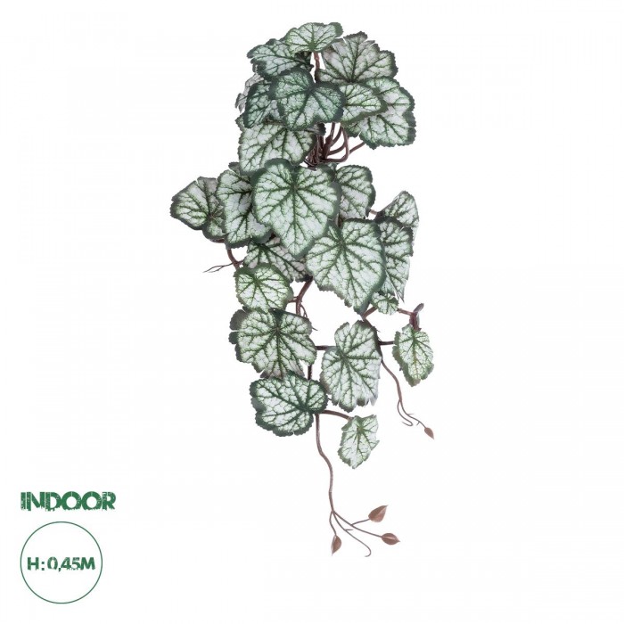 GloboStar® Artificial Garden REX BEGONIA HANGING PLANT 20604 Τεχνητό Διακοσμητικό Κρεμαστό Φυτό Βιγόνια Υ45cm