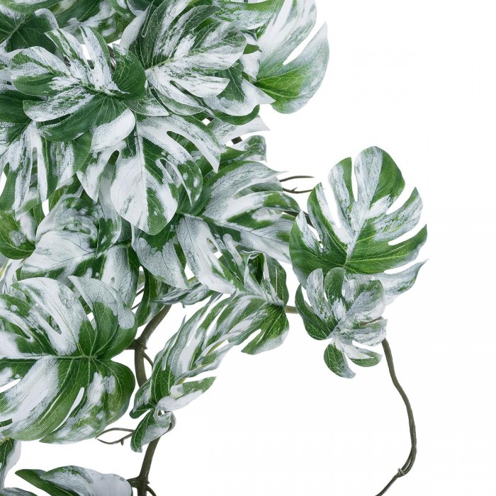 GloboStar® Artificial Garden ALBINO MONSTERA HANGING PLANT 20606 Τεχνητό Διακοσμητικό Κρεμαστό Φυτό Μονστέρα Υ45cm