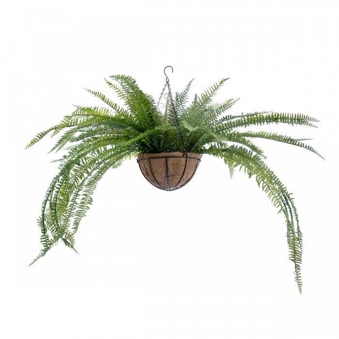 GloboStar® Artificial Garden FERN HANGING PLANT 20624 Τεχνητό Κρεμαστό Διακοσμητικό Φυτό Φτέρης Y90cm