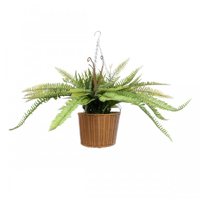 GloboStar® Artificial Garden FERN HANGING BOUQUET PLANT 20629 Τεχνητό Κρεμαστό Διακοσμητικό Φυτό Φτέρης  Y65cm