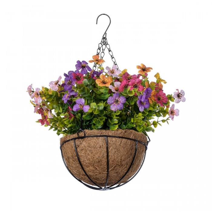 GloboStar® Artificial Garden GERBERA HANGING PLANT 20635 Τεχνητό Κρεμαστό Διακοσμητικό Φυτό Ζέρμπερας Y55cm