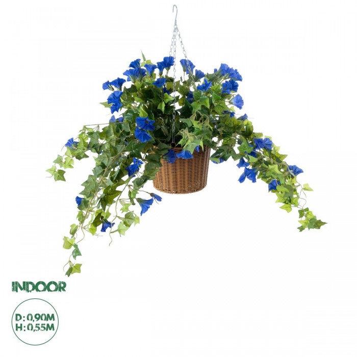 GloboStar® Artificial Garden MORNING GLORY HANGING PLANT 20636 Τεχνητό Κρεμαστό Διακοσμητικό Φυτό Ορτανσίας Y55cm