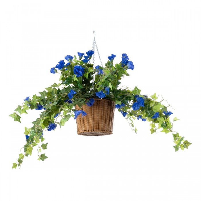 GloboStar® Artificial Garden MORNING GLORY HANGING PLANT 20636 Τεχνητό Κρεμαστό Διακοσμητικό Φυτό Ορτανσίας Y55cm