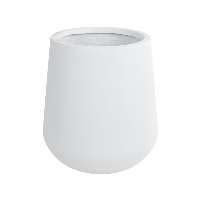 GloboStar® Artificial Garden MISSOURI 20692 Διακοσμητικό Πολυεστερικό Τσιμεντένιο Κασπώ Γλάστρα - Flower Pot Λευκό Φ45 x Υ45cm