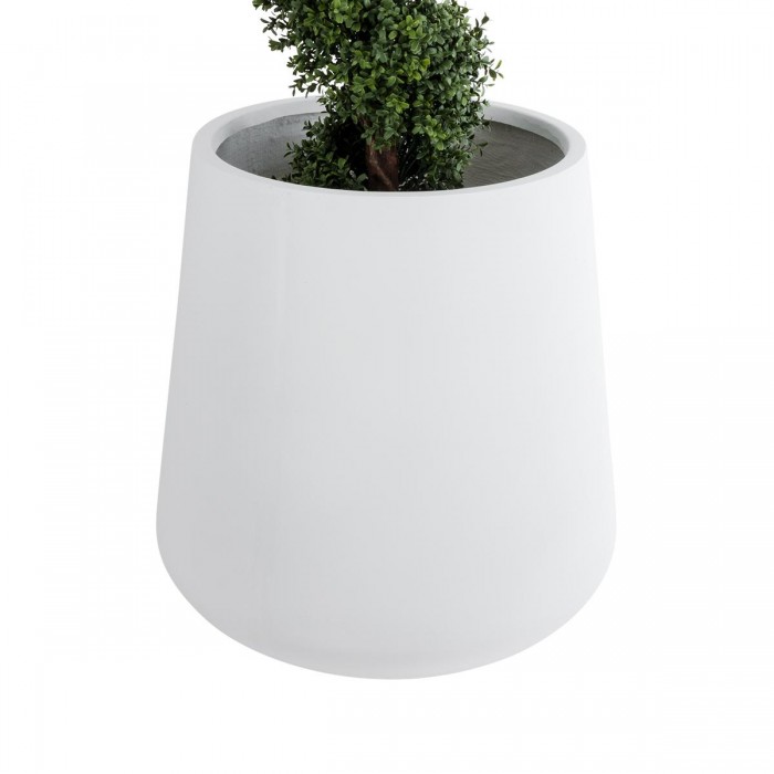 GloboStar® Artificial Garden MISSOURI 20693 Διακοσμητικό Πολυεστερικό Τσιμεντένιο Κασπώ Γλάστρα - Flower Pot Λευκό Φ70 x Υ70cm