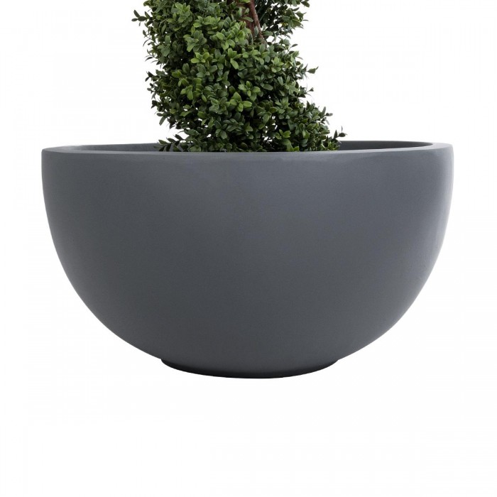 GloboStar® Artificial Garden BALTIMORE 20697 Διακοσμητικό Πολυεστερικό Τσιμεντένιο Κασπώ Γλάστρα - Flower Pot Γκρι Φ61 x Υ30cm