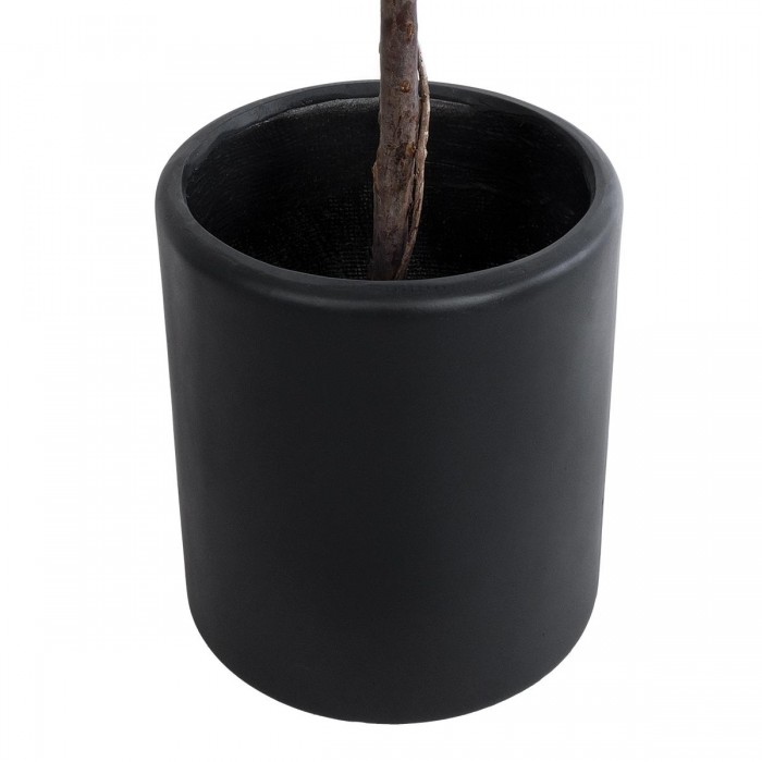 GloboStar® Artificial Garden PUEBLA 20698 Διακοσμητικό Πολυεστερικό Τσιμεντένιο Κασπώ Γλάστρα - Flower Pot Μαύρο Φ41 x Υ46cm