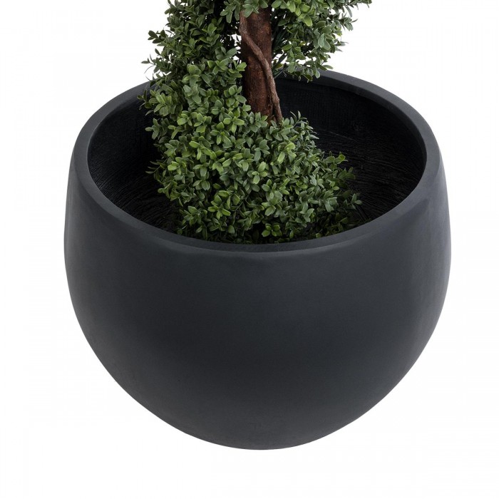 GloboStar® Artificial Garden VITORIA 20701 Διακοσμητικό Πολυεστερικό Τσιμεντένιο Κασπώ Γλάστρα - Flower Pot Μαύρο Φ55 x Υ40cm