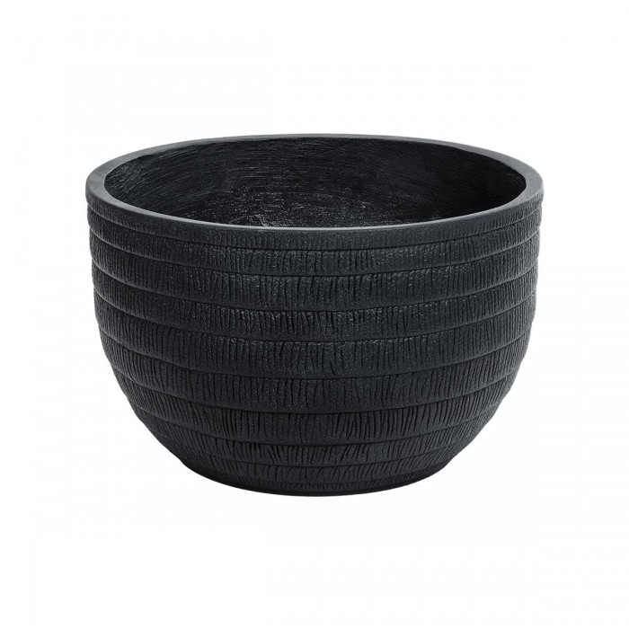 GloboStar® Artificial Garden VEGAS 20702 Διακοσμητικό Πολυεστερικό Τσιμεντένιο Κασπώ Γλάστρα - Flower Pot Μαύρο Φ45 x Υ28cm