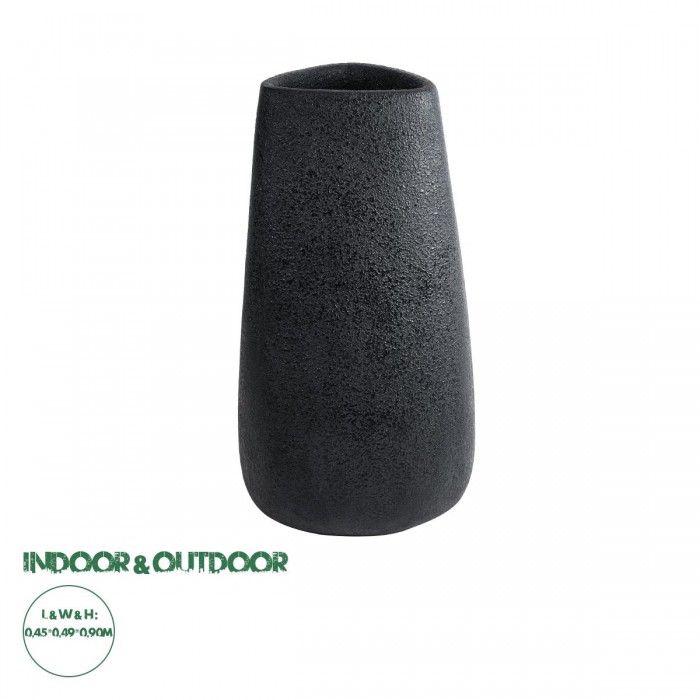 GloboStar® Artificial Garden CHLOE 20709 Επιδαπέδιο Πολυεστερικό Τσιμεντένιο Κασπώ Γλάστρα - Flower Pot Μαύρο Μ45 x Π49 x Υ90cm