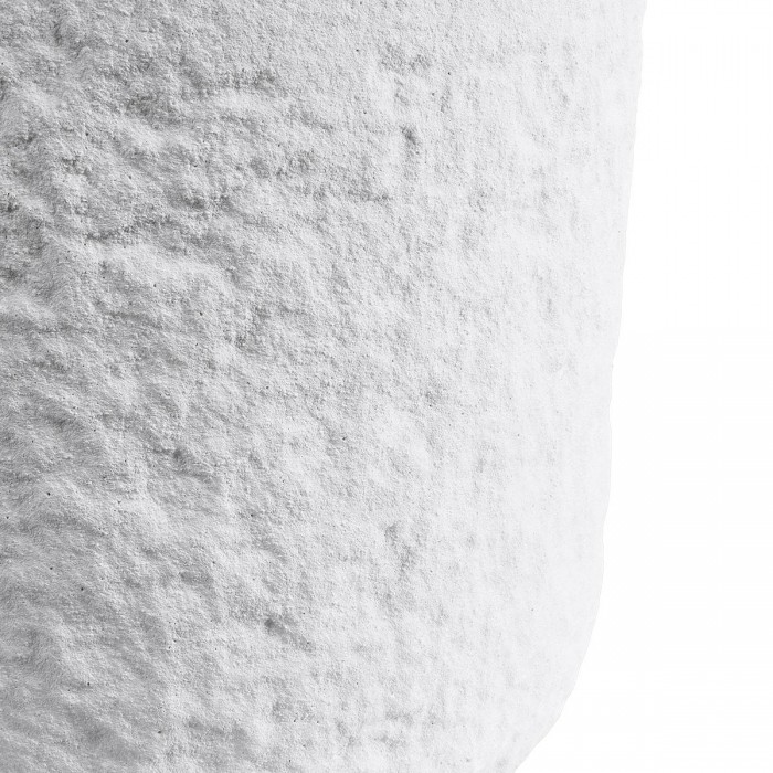 GloboStar® Artificial Garden MALVEN 20711 Επιδαπέδιο Πολυεστερικό Τσιμεντένιο Κασπώ Γλάστρα - Flower Pot Λευκό Φ25 x Υ23cm