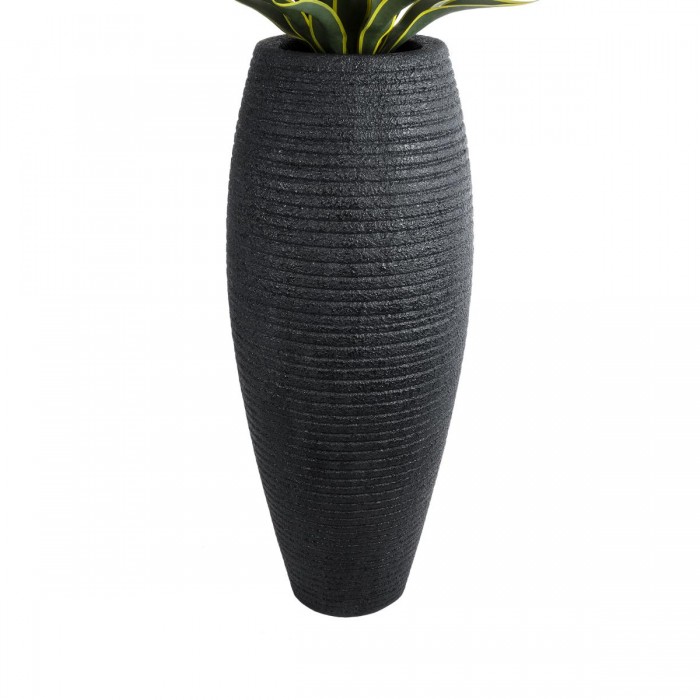 GloboStar® Artificial Garden NASHVILLE 20714 Επιδαπέδιο Πολυεστερικό Τσιμεντένιο Κασπώ Γλάστρα - Flower Pot Μαύρο Φ45 x Υ114cm