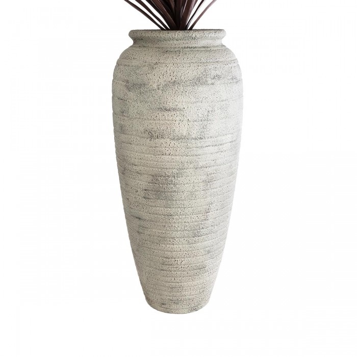 GloboStar® Artificial Garden IRISH 20720 Επιδαπέδιο Πολυεστερικό Τσιμεντένιο Κασπώ Γλάστρα - Flower Pot Μπεζ με Γκρι Φ55 x Υ120cm