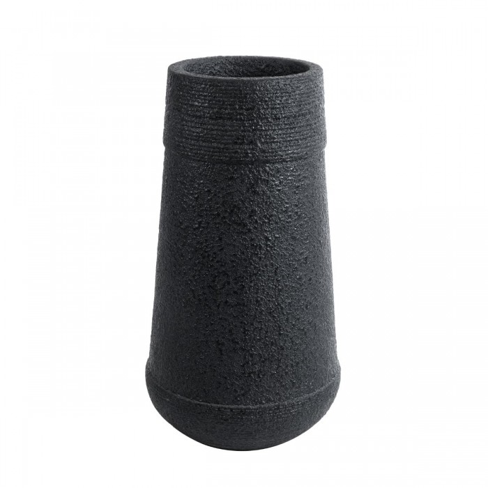 GloboStar® Artificial Garden JAKLIN 20723 Επιδαπέδιο Πολυεστερικό Τσιμεντένιο Κασπώ Γλάστρα - Flower Pot Μαύρο Φ34 x Υ62cm