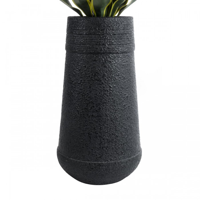 GloboStar® Artificial Garden JAKLIN 20723 Επιδαπέδιο Πολυεστερικό Τσιμεντένιο Κασπώ Γλάστρα - Flower Pot Μαύρο Φ34 x Υ62cm