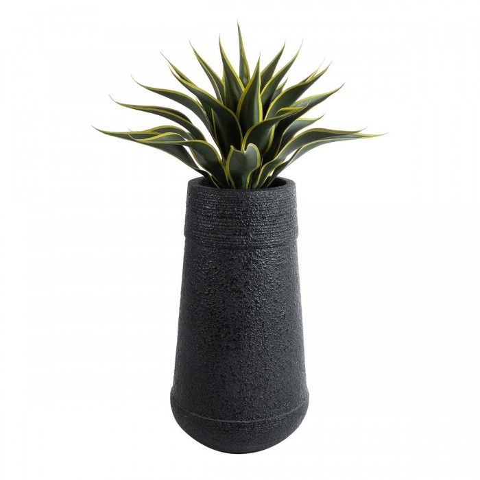GloboStar® Artificial Garden JAKLIN 20723 Επιδαπέδιο Πολυεστερικό Τσιμεντένιο Κασπώ Γλάστρα - Flower Pot Μαύρο Φ34 x Υ62cm