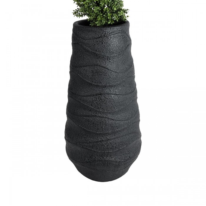 GloboStar® Artificial Garden BOLOGNA 20727 Επιδαπέδιο Πολυεστερικό Τσιμεντένιο Κασπώ Γλάστρα - Flower Pot Μαύρο Φ45 x Υ90cm