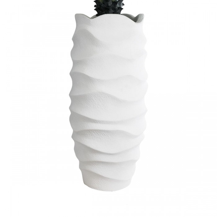 GloboStar® Artificial Garden PORTOFINO 20729 Επιδαπέδιο Πολυεστερικό Τσιμεντένιο Κασπώ Γλάστρα - Flower Pot Λευκό Φ50 x Υ110cm