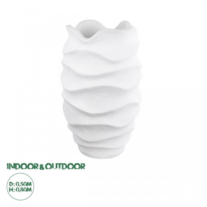 GloboStar® Artificial Garden PORTOFINO 20730 Επιδαπέδιο Πολυεστερικό Τσιμεντένιο Κασπώ Γλάστρα - Flower Pot Λευκό Φ50 x Υ80cm