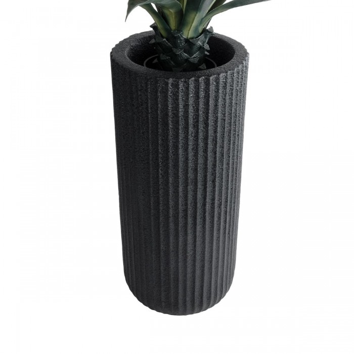 GloboStar® Artificial Garden MATERA 20734 Επιδαπέδιο Πολυεστερικό Τσιμεντένιο Κασπώ Γλάστρα - Flower Pot Μαύρο Φ42 x Υ90cm