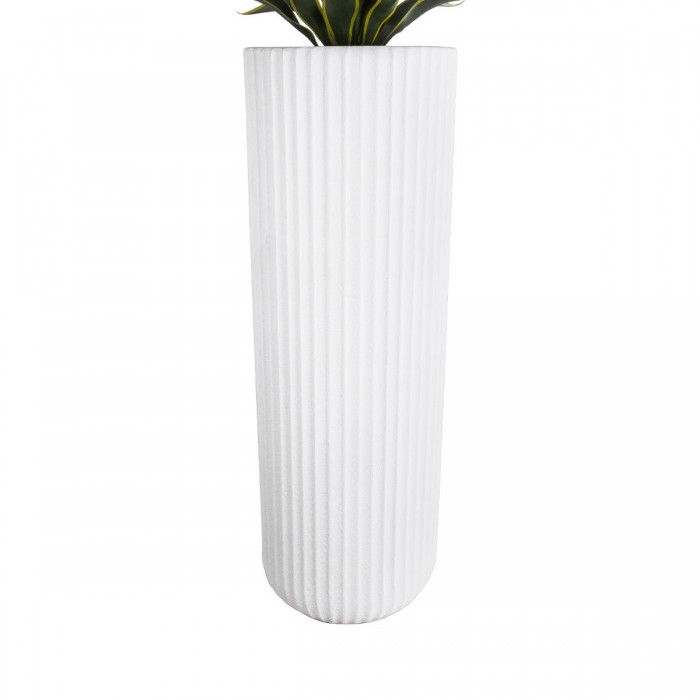 GloboStar® Artificial Garden MARSALA 20735 Επιδαπέδιο Πολυεστερικό Τσιμεντένιο Κασπώ Γλάστρα - Flower Pot Λευκό Φ41 x Υ120cm