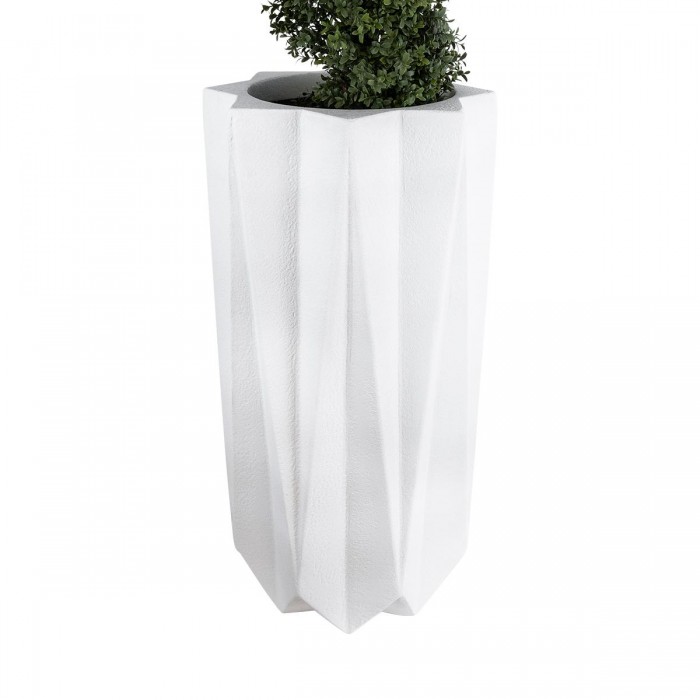 GloboStar® Artificial Garden PADOVA 20739 Επιδαπέδιο Πολυεστερικό Τσιμεντένιο Κασπώ Γλάστρα - Flower Pot Λευκό Φ48 x Υ100cm