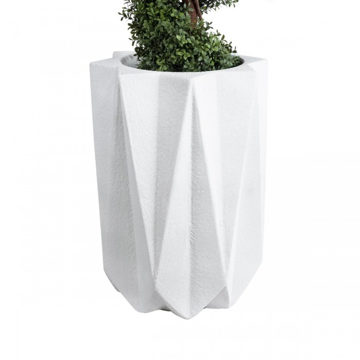 GloboStar® Artificial Garden PADOVA 20740 Επιδαπέδιο Πολυεστερικό Τσιμεντένιο Κασπώ Γλάστρα - Flower Pot Λευκό Φ46 x Υ67cm