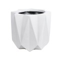 GloboStar® Artificial Garden PADOVA 20741 Επιδαπέδιο Πολυεστερικό Τσιμεντένιο Κασπώ Γλάστρα - Flower Pot Λευκό Φ51 x Υ46cm