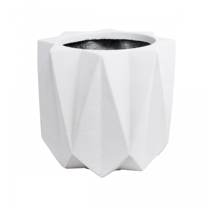 GloboStar® Artificial Garden PADOVA 20741 Επιδαπέδιο Πολυεστερικό Τσιμεντένιο Κασπώ Γλάστρα - Flower Pot Λευκό Φ51 x Υ46cm