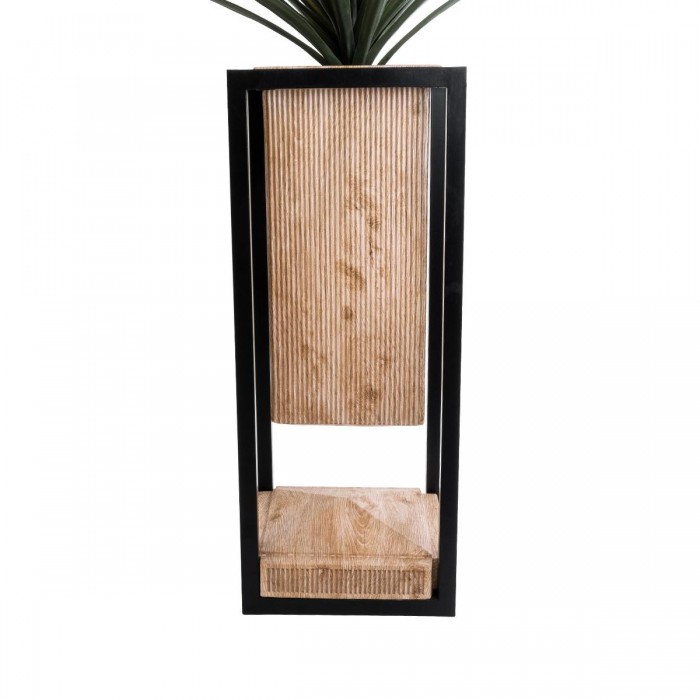 GloboStar® Artificial Garden CASSIANO 20753 Επιδαπέδιο Μεταλλικό Τσιμεντένιο Κασπώ Γλάστρα - Flower Pot Καφέ με Μαύρο Μ36 x Π36 x Υ90cm