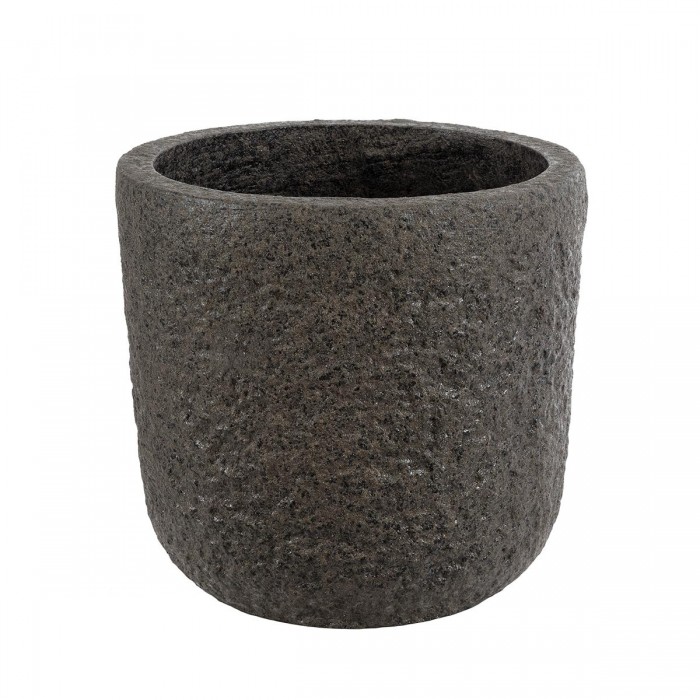 GloboStar® Artificial Garden LUCCA 20755 Επιδαπέδιο Πολυεστερικό Τσιμεντένιο Κασπώ Γλάστρα - Flower Pot Καφέ Φ25 x Υ23cm