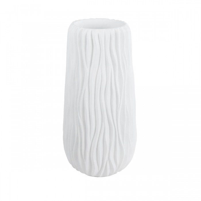 GloboStar® Artificial Garden ORIENTE 20768 Επιδαπέδιο Πολυεστερικό Τσιμεντένιο Κασπώ Γλάστρα - Flower Pot Λευκό Φ35 x Υ65cm