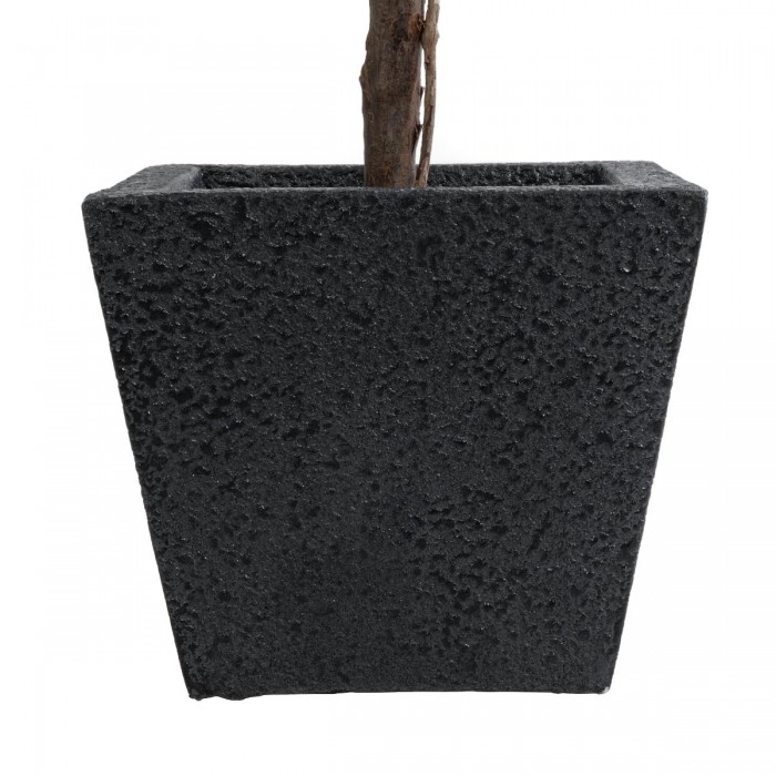 GloboStar® Artificial Garden KARRASPIO 20770 Επιδαπέδιο Πολυεστερικό Τσιμεντένιο Κασπώ Γλάστρα - Flower Pot Μαύρο Μ34 x Π34 x Υ30cm