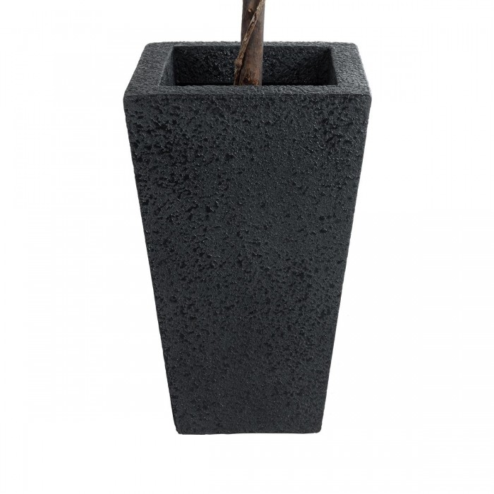 GloboStar® Artificial Garden MAYOR 20771 Επιδαπέδιο Πολυεστερικό Τσιμεντένιο Κασπώ Γλάστρα - Flower Pot Μαύρο Μ30 x Π30 x Υ50cm