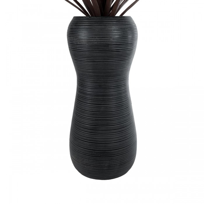 GloboStar® Artificial Garden BARRIO 20773 Επιδαπέδιο Πολυεστερικό Τσιμεντένιο Κασπώ Γλάστρα - Flower Pot Μαύρο Φ40 x Υ93cm