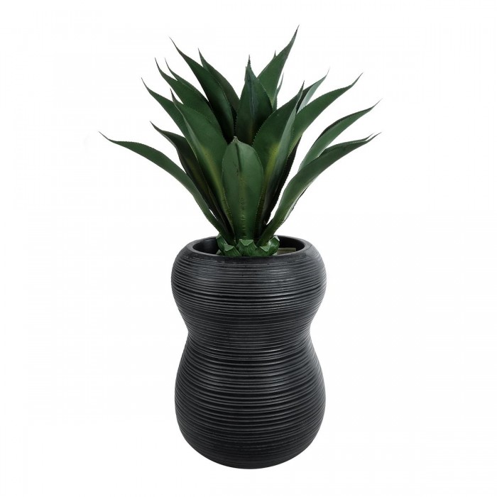 GloboStar® Artificial Garden BARRIO 20774 Επιδαπέδιο Πολυεστερικό Τσιμεντένιο Κασπώ Γλάστρα - Flower Pot Μαύρο Φ45 x Υ63cm