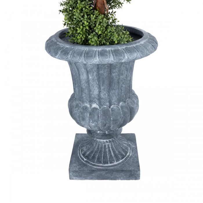 GloboStar® Artificial Garden ALCAZAR 20777 Επιδαπέδιο Πολυεστερικό Τσιμεντένιο Κασπώ Γλάστρα - Flower Pot Γκρι Φ51 x Υ71cm