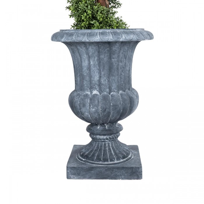 GloboStar® Artificial Garden ALCAZAR 20777 Επιδαπέδιο Πολυεστερικό Τσιμεντένιο Κασπώ Γλάστρα - Flower Pot Γκρι Φ51 x Υ71cm