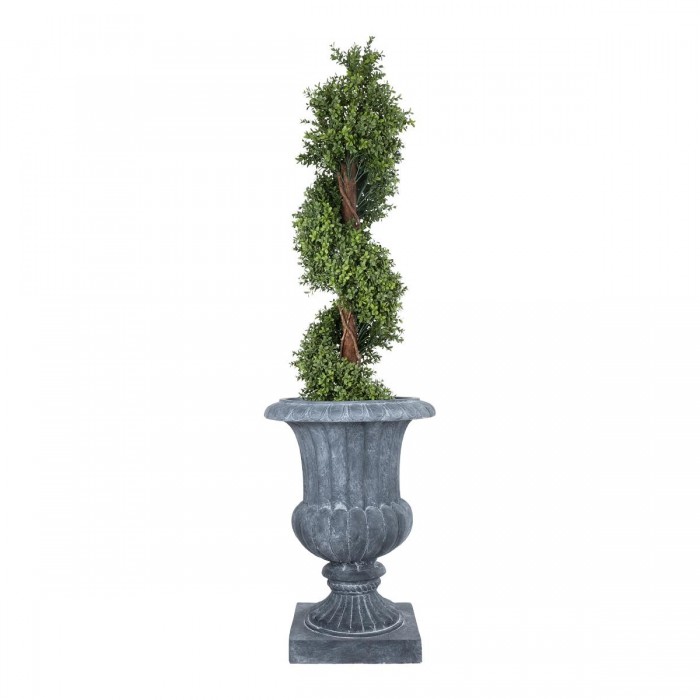 GloboStar® Artificial Garden ALCAZAR 20777 Επιδαπέδιο Πολυεστερικό Τσιμεντένιο Κασπώ Γλάστρα - Flower Pot Γκρι Φ51 x Υ71cm