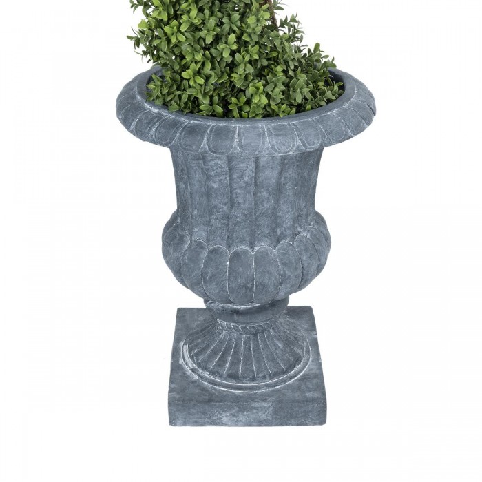 GloboStar® Artificial Garden ALCAZAR 20778 Επιδαπέδιο Πολυεστερικό Τσιμεντένιο Κασπώ Γλάστρα - Flower Pot Γκρι Φ38 x Υ51cm