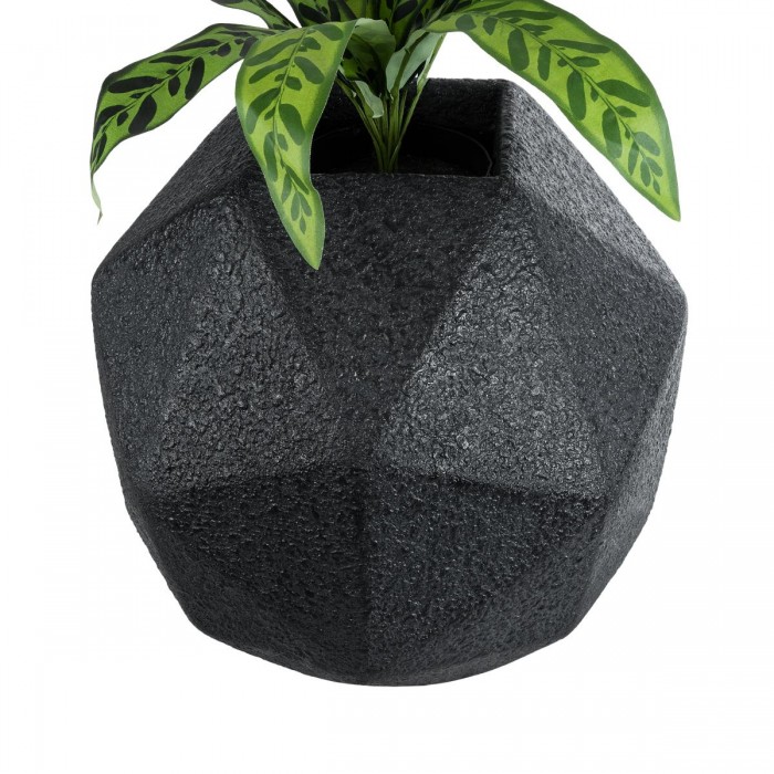 GloboStar® Artificial Garden CARNABY 20779 Επιδαπέδιο Πολυεστερικό Τσιμεντένιο Κασπώ Γλάστρα - Flower Pot Μαύρο Μ38 x Π38 x Υ38cm