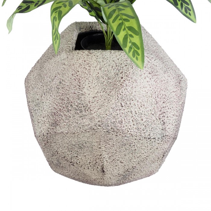 GloboStar® Artificial Garden BOROUGH 20781 Επιδαπέδιο Πολυεστερικό Τσιμεντένιο Κασπώ Γλάστρα - Flower Pot Λευκό με Μπεζ Μ38 x Π38 x Υ38cm