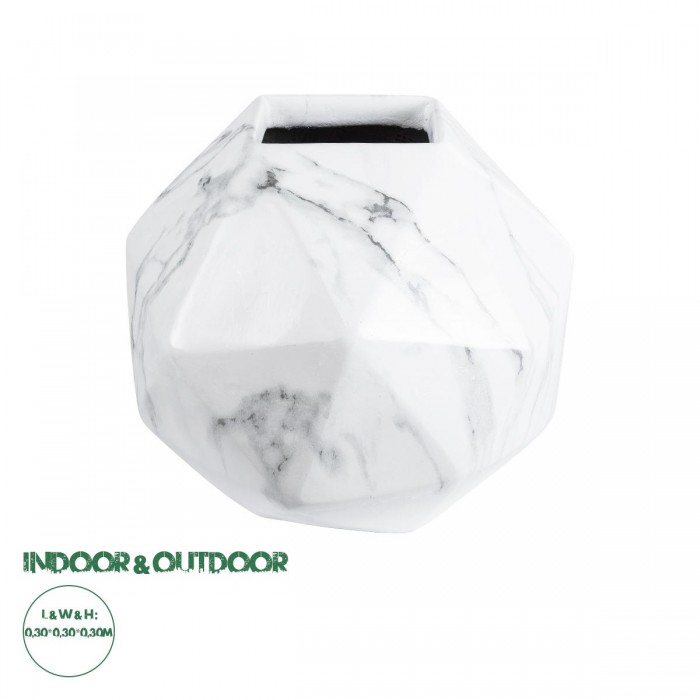 GloboStar® Artificial Garden BRIXTON 20784 Επιδαπέδιο Πολυεστερικό Τσιμεντένιο Κασπώ Γλάστρα - Flower Pot Λευκό Μ30 x Π30 x Υ30cm