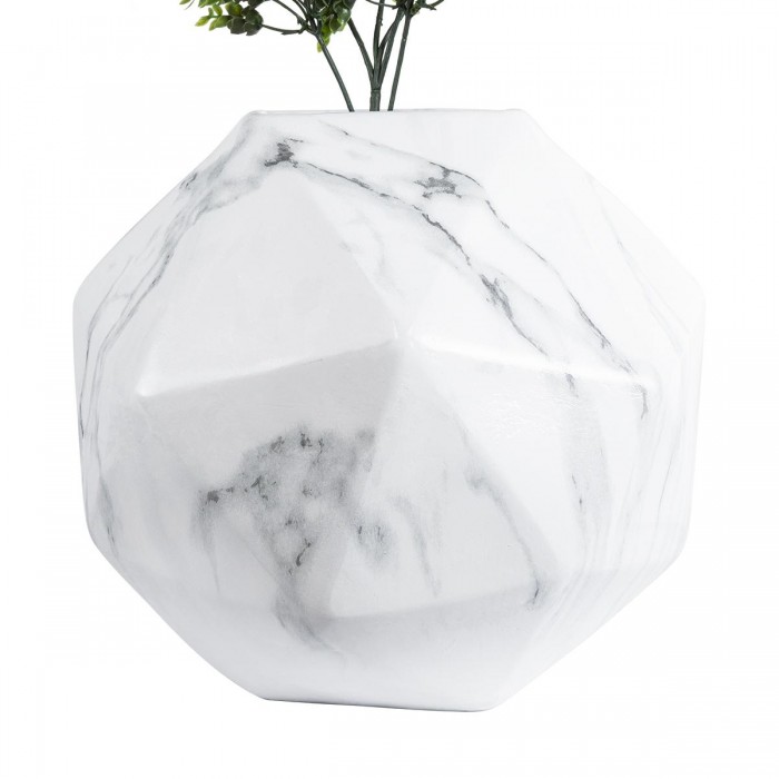 GloboStar® Artificial Garden BRIXTON 20784 Επιδαπέδιο Πολυεστερικό Τσιμεντένιο Κασπώ Γλάστρα - Flower Pot Λευκό Μ30 x Π30 x Υ30cm