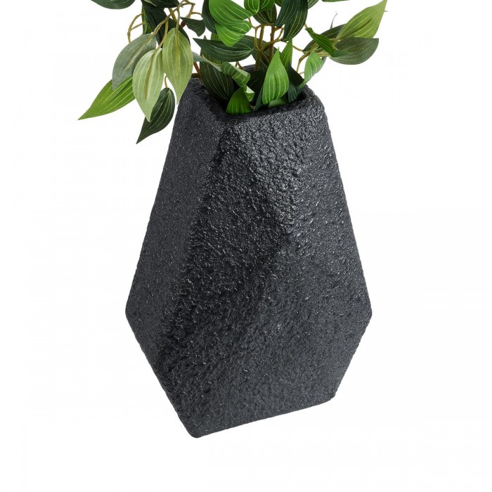 GloboStar® Artificial Garden GREENWICH 20786 Επιδαπέδιο Πολυεστερικό Τσιμεντένιο Κασπώ Γλάστρα - Flower Pot Μαύρο Μ20 x Π14 x Υ32cm