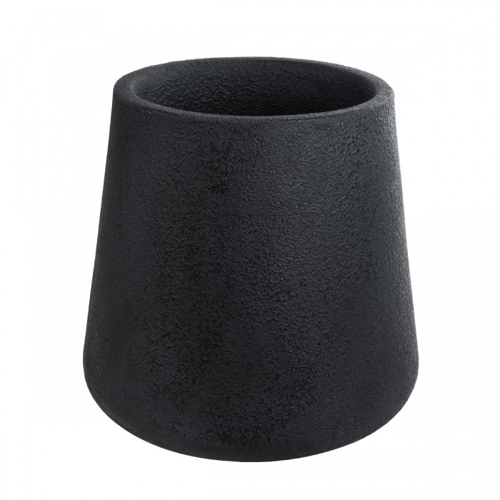GloboStar® Artificial Garden SOHO 20791 Επιδαπέδιο Πολυεστερικό Τσιμεντένιο Κασπώ Γλάστρα - Flower Pot Μαύρο Φ65 x Υ60cm