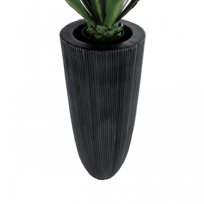 GloboStar® Artificial Garden CASTLE 20792 Επιδαπέδιο Πολυεστερικό Τσιμεντένιο Κασπώ Γλάστρα - Flower Pot Μαύρο Φ43 x Υ112cm