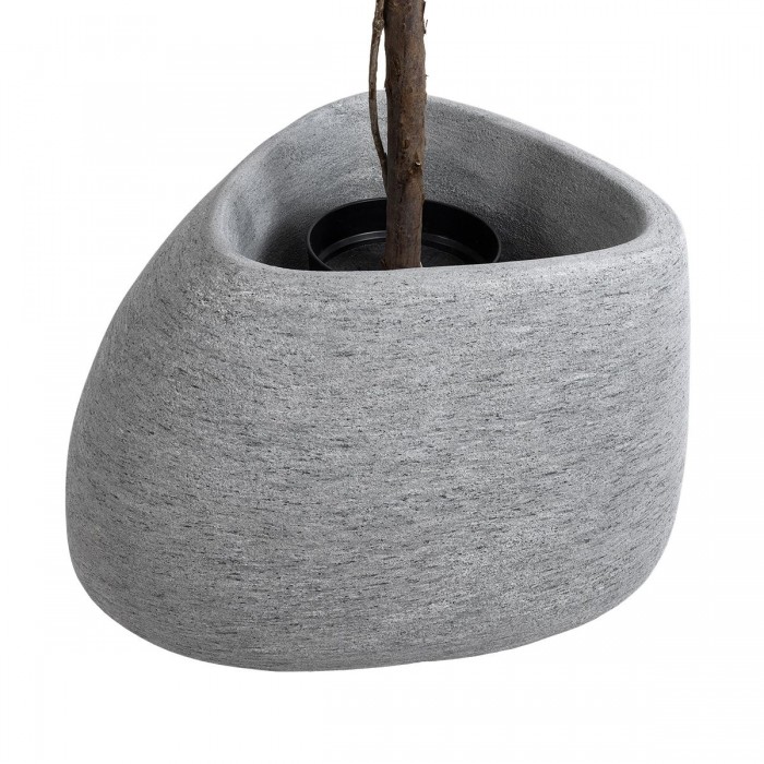 GloboStar® Artificial Garden OXFORD 20794 Επιδαπέδιο Πολυεστερικό Τσιμεντένιο Κασπώ Γλάστρα - Flower Pot Γκρι Μ60 x Π55 x Υ43cm