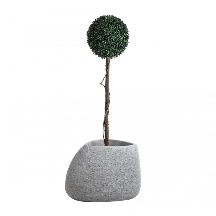GloboStar® Artificial Garden OXFORD 20794 Επιδαπέδιο Πολυεστερικό Τσιμεντένιο Κασπώ Γλάστρα - Flower Pot Γκρι Μ60 x Π55 x Υ43cm